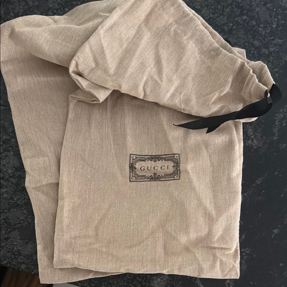 Gucci Tan Dust Bag with Black Ribbon